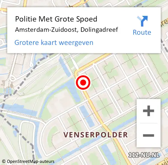 Locatie op kaart van de 112 melding: Politie Met Grote Spoed Naar Amsterdam-Zuidoost, Dolingadreef op 11 juni 2021 15:42