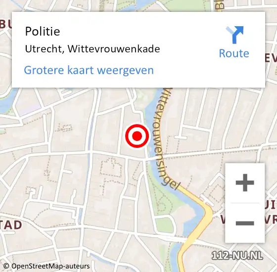 Locatie op kaart van de 112 melding: Politie Utrecht, Wittevrouwenkade op 11 juni 2021 15:50