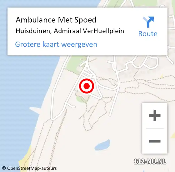 Locatie op kaart van de 112 melding: Ambulance Met Spoed Naar Huisduinen, Admiraal VerHuellplein op 11 juni 2021 16:15