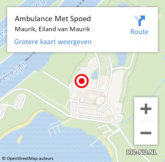 Locatie op kaart van de 112 melding: Ambulance Met Spoed Naar Maurik, Eiland van Maurik op 11 juni 2021 16:24