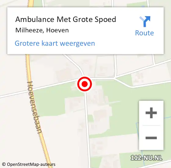 Locatie op kaart van de 112 melding: Ambulance Met Grote Spoed Naar Milheeze, Hoeven op 11 juni 2021 16:32