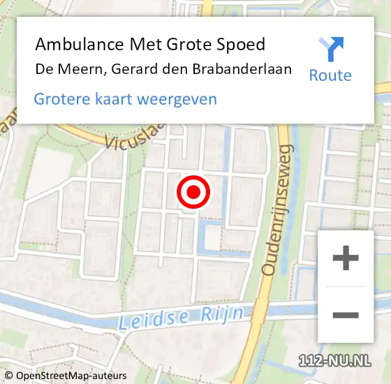 Locatie op kaart van de 112 melding: Ambulance Met Grote Spoed Naar De Meern, Gerard den Brabanderlaan op 11 juni 2021 16:32