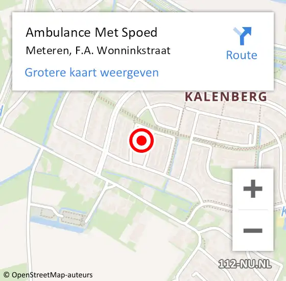 Locatie op kaart van de 112 melding: Ambulance Met Spoed Naar Meteren, F.A. Wonninkstraat op 11 juni 2021 16:33