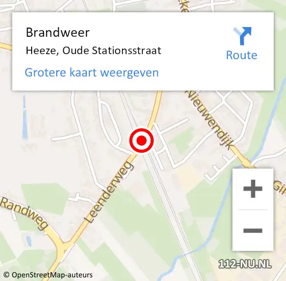 Locatie op kaart van de 112 melding: Brandweer Heeze, Oude Stationsstraat op 11 juni 2021 16:37