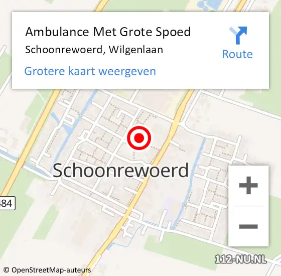 Locatie op kaart van de 112 melding: Ambulance Met Grote Spoed Naar Schoonrewoerd, Wilgenlaan op 13 juni 2014 00:56