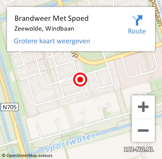 Locatie op kaart van de 112 melding: Brandweer Met Spoed Naar Zeewolde, Windbaan op 11 juni 2021 16:45