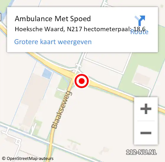 Locatie op kaart van de 112 melding: Ambulance Met Spoed Naar Binnenmaas, N217 hectometerpaal: 18,6 op 11 juni 2021 16:54