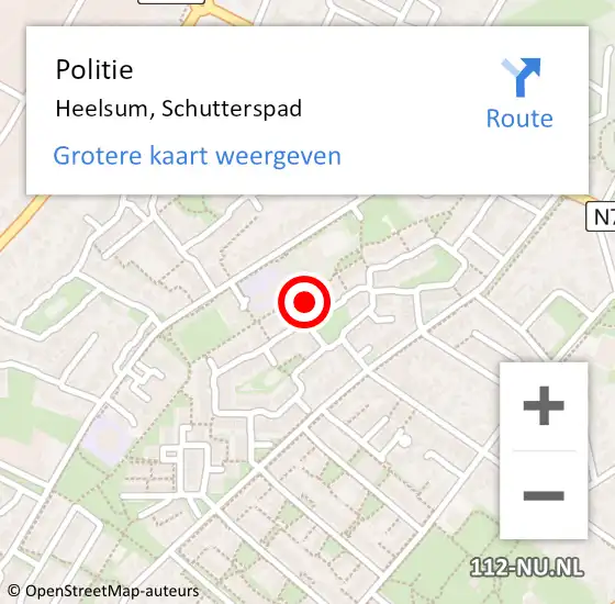 Locatie op kaart van de 112 melding: Politie Heelsum, Schutterspad op 11 juni 2021 17:00