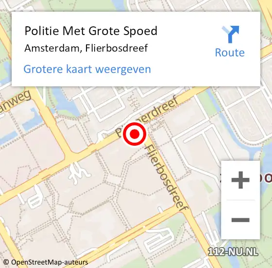 Locatie op kaart van de 112 melding: Politie Met Grote Spoed Naar Amsterdam-Zuidoost, Flierbosdreef op 11 juni 2021 17:04