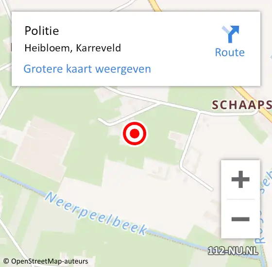 Locatie op kaart van de 112 melding: Politie Heibloem, Karreveld op 11 juni 2021 17:10