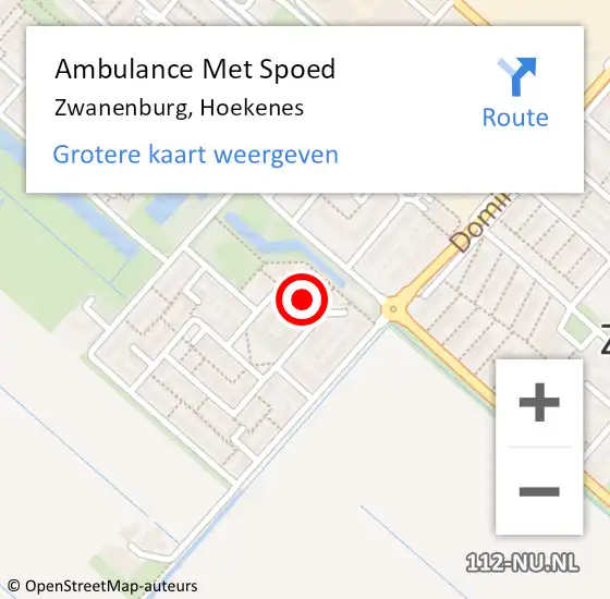 Locatie op kaart van de 112 melding: Ambulance Met Spoed Naar Zwanenburg, Hoekenes op 11 juni 2021 17:13