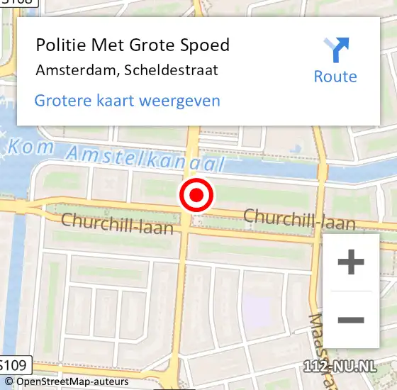 Locatie op kaart van de 112 melding: Politie Met Grote Spoed Naar Amsterdam, Scheldestraat op 11 juni 2021 17:35