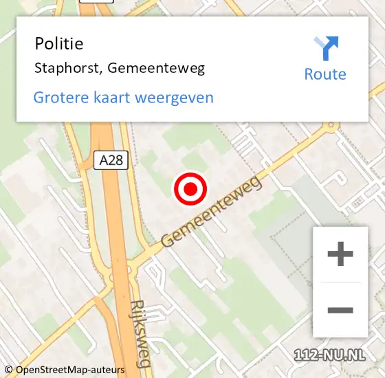 Locatie op kaart van de 112 melding: Politie Staphorst, Gemeenteweg op 11 juni 2021 17:37