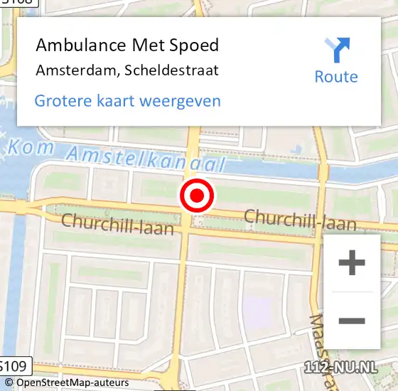 Locatie op kaart van de 112 melding: Ambulance Met Spoed Naar Amsterdam, Scheldestraat op 11 juni 2021 17:39