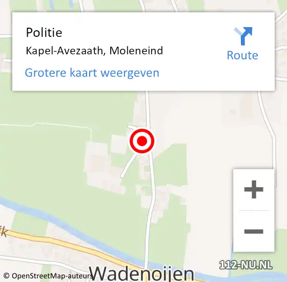 Locatie op kaart van de 112 melding: Politie Kapel-Avezaath, Moleneind op 11 juni 2021 17:41