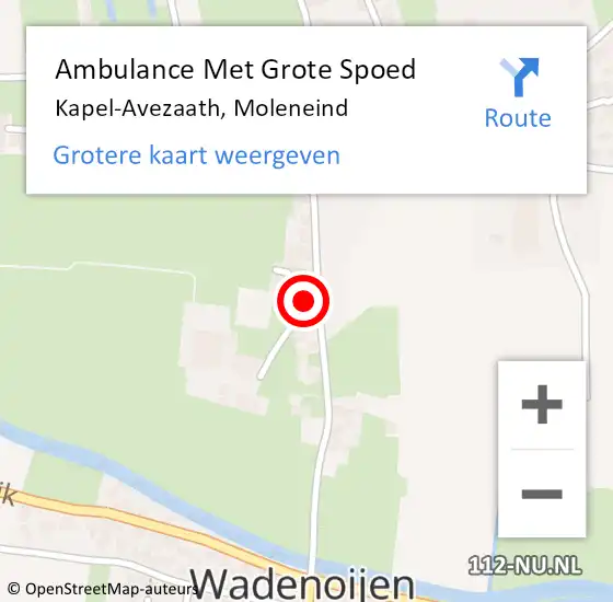 Locatie op kaart van de 112 melding: Ambulance Met Grote Spoed Naar Kapel-Avezaath, Moleneind op 11 juni 2021 17:44