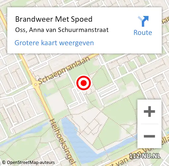 Locatie op kaart van de 112 melding: Brandweer Met Spoed Naar Oss, Anna van Schuurmanstraat op 11 juni 2021 17:51