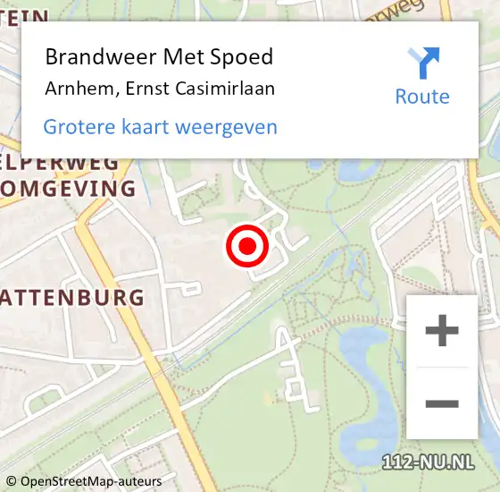 Locatie op kaart van de 112 melding: Brandweer Met Spoed Naar Arnhem, Ernst Casimirlaan op 11 juni 2021 17:51
