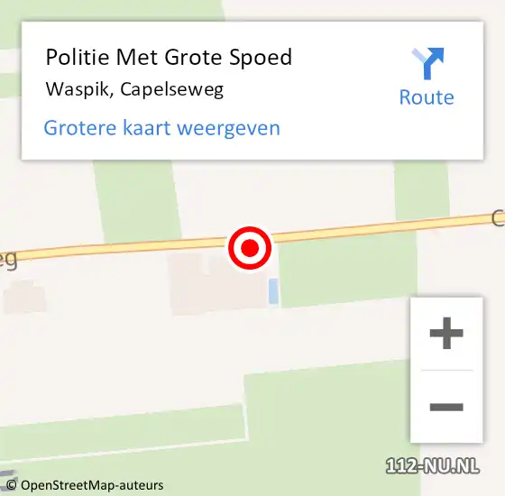 Locatie op kaart van de 112 melding: Politie Met Grote Spoed Naar Waspik, Capelseweg op 11 juni 2021 17:53