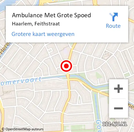 Locatie op kaart van de 112 melding: Ambulance Met Grote Spoed Naar Haarlem, Feithstraat op 11 juni 2021 17:59