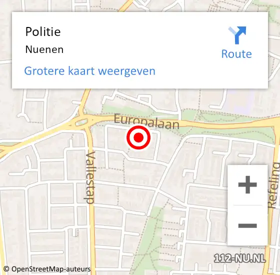 Locatie op kaart van de 112 melding: Politie Nuenen op 11 juni 2021 18:14