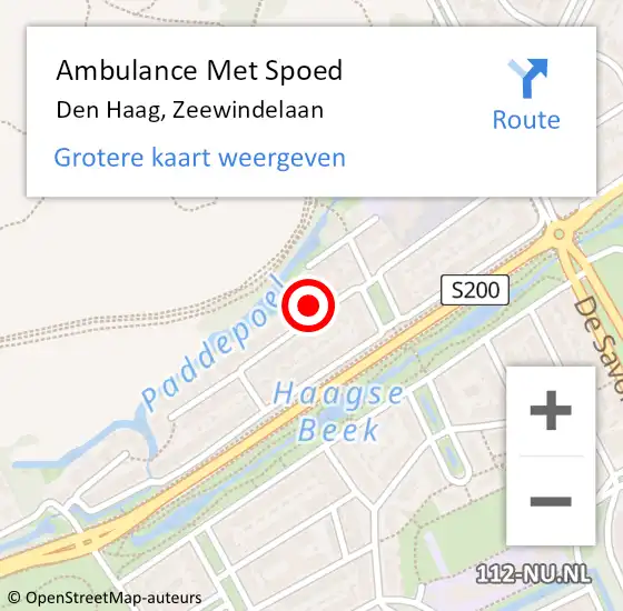 Locatie op kaart van de 112 melding: Ambulance Met Spoed Naar Den Haag, Zeewindelaan op 11 juni 2021 18:14
