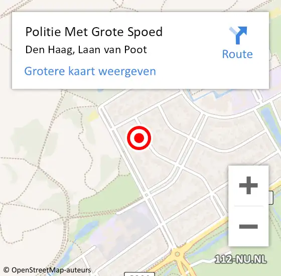 Locatie op kaart van de 112 melding: Politie Met Grote Spoed Naar Den Haag, Laan van Poot op 11 juni 2021 18:16
