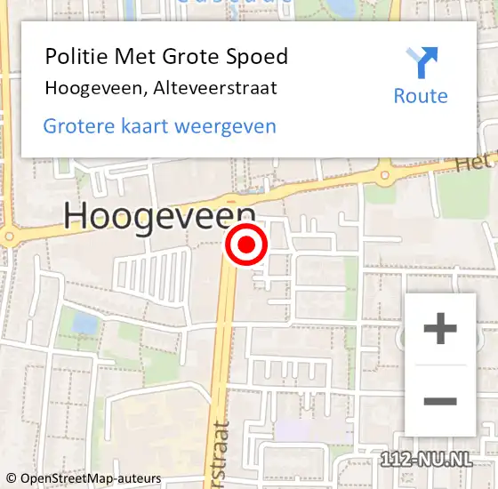 Locatie op kaart van de 112 melding: Politie Met Grote Spoed Naar Hoogeveen, Alteveerstraat op 11 juni 2021 18:16