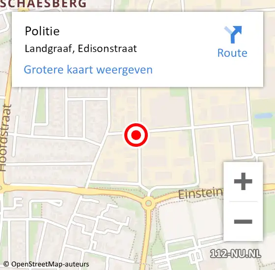 Locatie op kaart van de 112 melding: Politie Landgraaf, Edisonstraat op 11 juni 2021 18:18