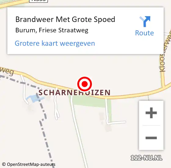 Locatie op kaart van de 112 melding: Brandweer Met Grote Spoed Naar Burum, Friese Straatweg op 11 juni 2021 18:19
