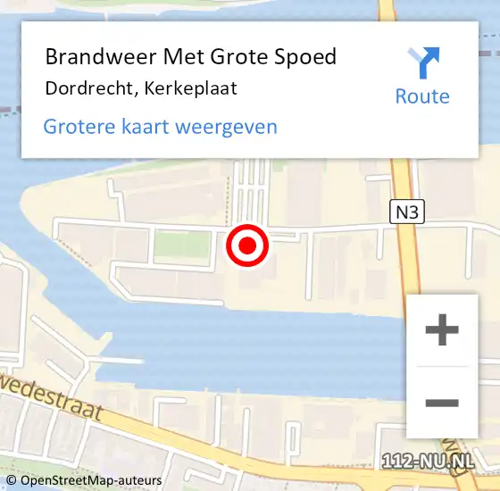 Locatie op kaart van de 112 melding: Brandweer Met Grote Spoed Naar Dordrecht, Kerkeplaat op 11 juni 2021 18:22