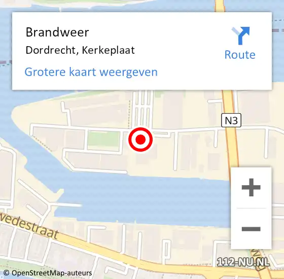 Locatie op kaart van de 112 melding: Brandweer Dordrecht, Kerkeplaat op 11 juni 2021 18:24