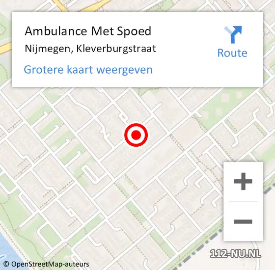 Locatie op kaart van de 112 melding: Ambulance Met Spoed Naar Nijmegen, Kleverburgstraat op 11 juni 2021 18:26