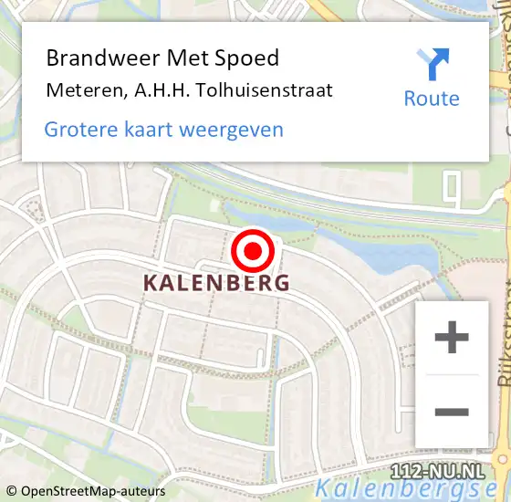 Locatie op kaart van de 112 melding: Brandweer Met Spoed Naar Meteren, A.H.H. Tolhuisenstraat op 11 juni 2021 18:52