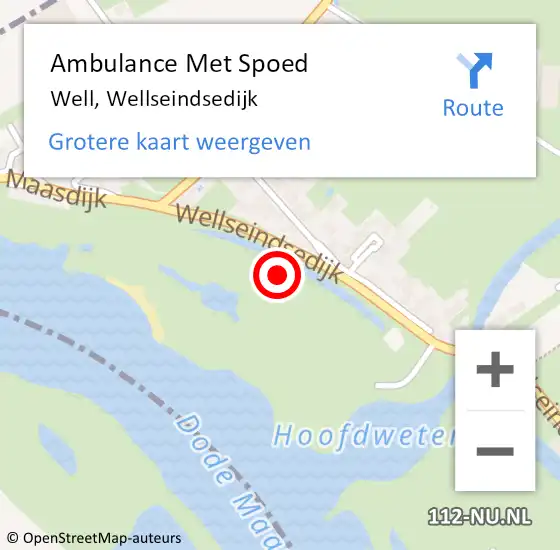 Locatie op kaart van de 112 melding: Ambulance Met Spoed Naar Well, Wellseindsedijk op 11 juni 2021 19:04