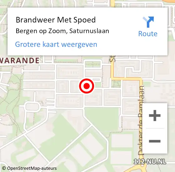 Locatie op kaart van de 112 melding: Brandweer Met Spoed Naar Bergen op Zoom, Saturnuslaan op 11 juni 2021 19:11