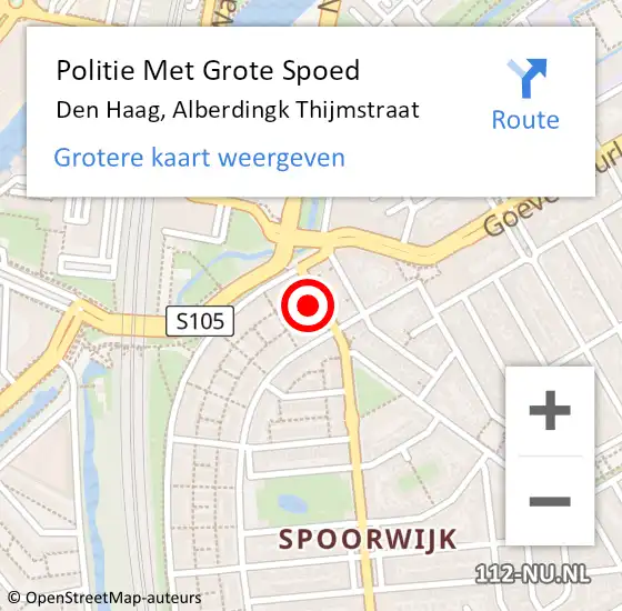 Locatie op kaart van de 112 melding: Politie Met Grote Spoed Naar Den Haag, Alberdingk Thijmstraat op 11 juni 2021 19:42
