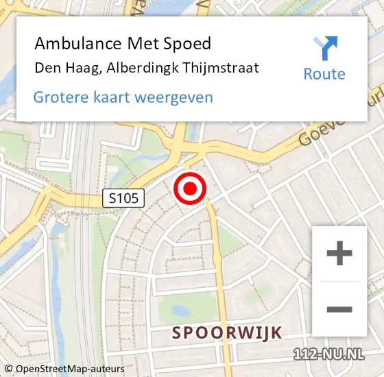 Locatie op kaart van de 112 melding: Ambulance Met Spoed Naar Den Haag, Alberdingk Thijmstraat op 11 juni 2021 19:42