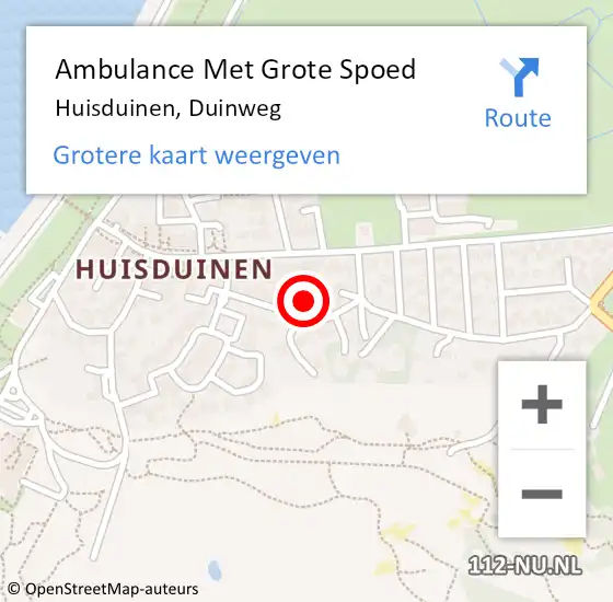 Locatie op kaart van de 112 melding: Ambulance Met Grote Spoed Naar Huisduinen, Duinweg op 11 juni 2021 19:54