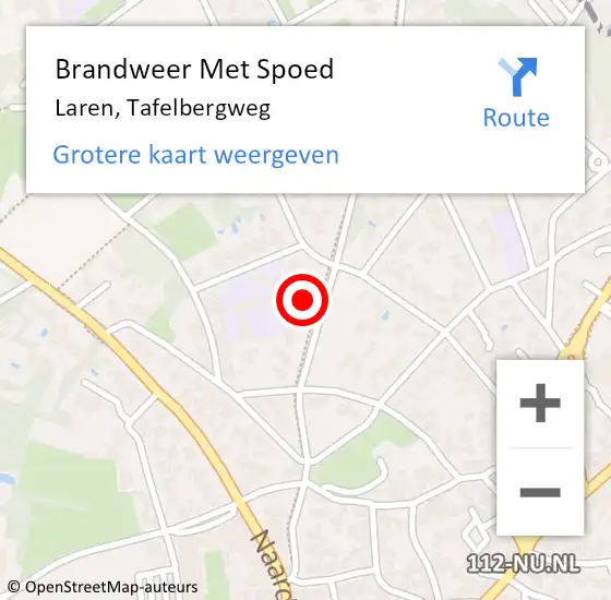 Locatie op kaart van de 112 melding: Brandweer Met Spoed Naar Laren, Tafelbergweg op 11 juni 2021 20:03