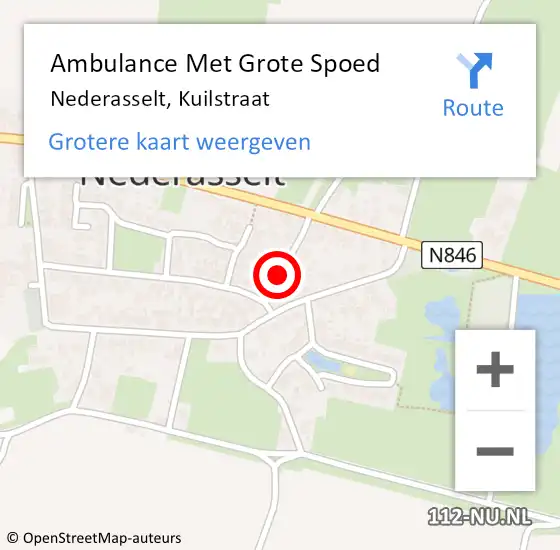 Locatie op kaart van de 112 melding: Ambulance Met Grote Spoed Naar Nederasselt, Kuilstraat op 11 juni 2021 20:05