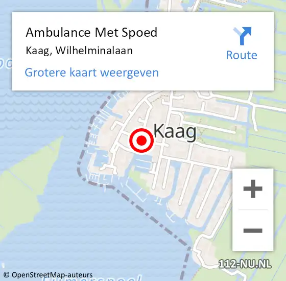 Locatie op kaart van de 112 melding: Ambulance Met Spoed Naar Kaag, Wilhelminalaan op 11 juni 2021 20:07