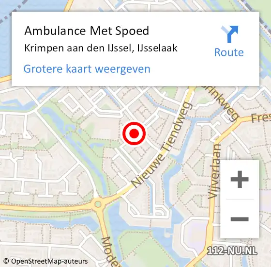 Locatie op kaart van de 112 melding: Ambulance Met Spoed Naar Krimpen aan den IJssel, IJsselaak op 11 juni 2021 20:19