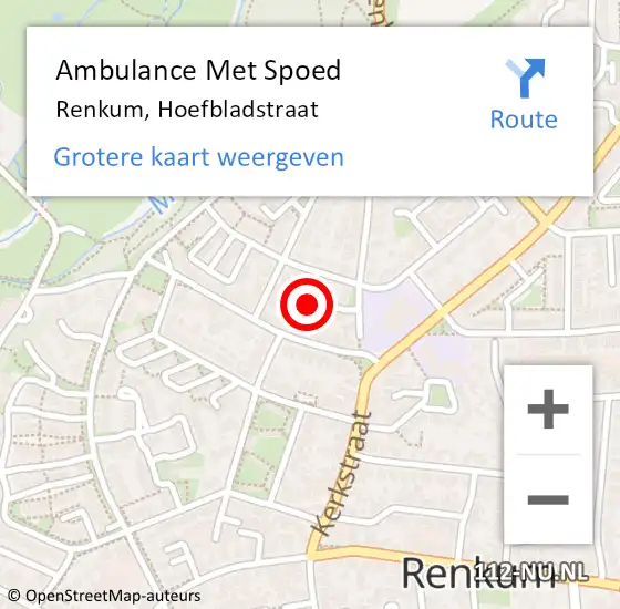 Locatie op kaart van de 112 melding: Ambulance Met Spoed Naar Renkum, Hoefbladstraat op 11 juni 2021 20:20