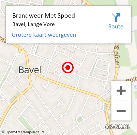 Locatie op kaart van de 112 melding: Brandweer Met Spoed Naar Bavel, Lange Vore op 11 juni 2021 20:22