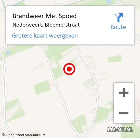 Locatie op kaart van de 112 melding: Brandweer Met Spoed Naar Nederweert, Bloemerstraat op 11 juni 2021 21:05