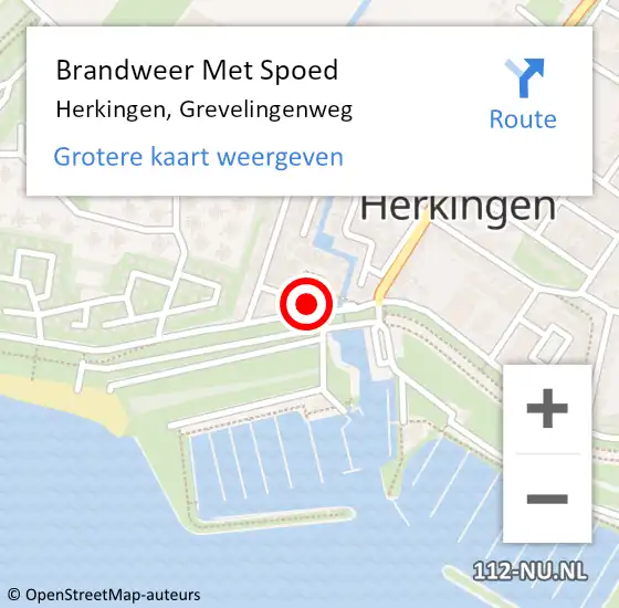 Locatie op kaart van de 112 melding: Brandweer Met Spoed Naar Herkingen, Grevelingenweg op 11 juni 2021 21:27