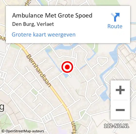 Locatie op kaart van de 112 melding: Ambulance Met Grote Spoed Naar Den Burg, Verlaet op 11 juni 2021 21:55