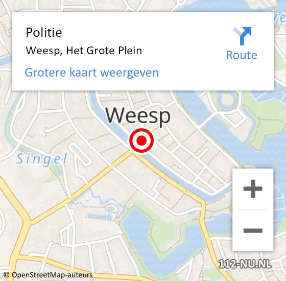 Locatie op kaart van de 112 melding: Politie Weesp, Het Grote Plein op 11 juni 2021 22:05