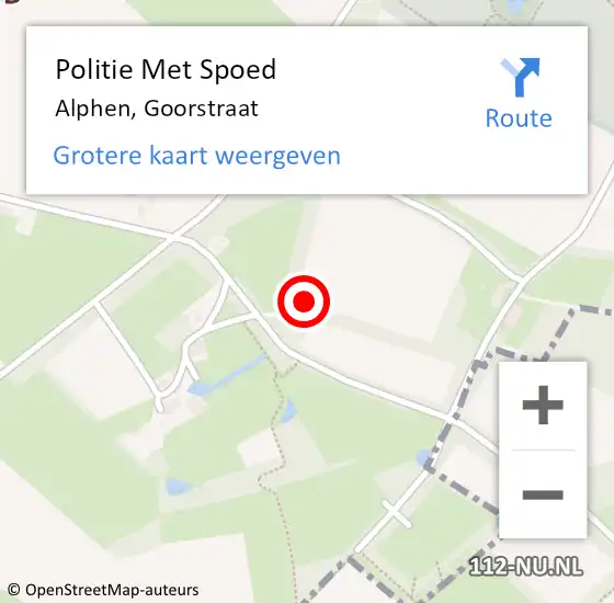 Locatie op kaart van de 112 melding: Politie Met Spoed Naar Alphen, Goorstraat op 11 juni 2021 22:07